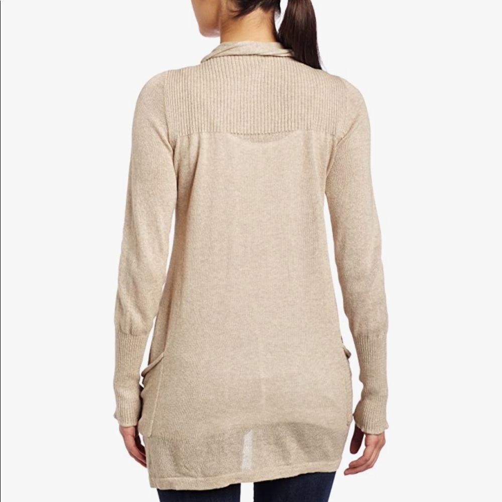 Revolve LAmade Twist Front Cardigan Dark Oatmeal Heather Size Medium NWT - Picture 2 of 8